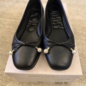Jimmy Choo Black Elme Ballerina Flats 36.5